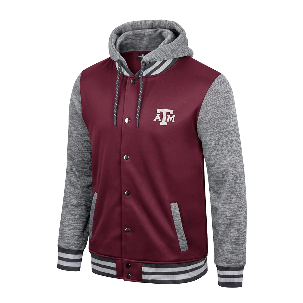 Men's Colosseum Maroon Texas A&M Aggies Robinson Hoodie Full-Snap Jacket
