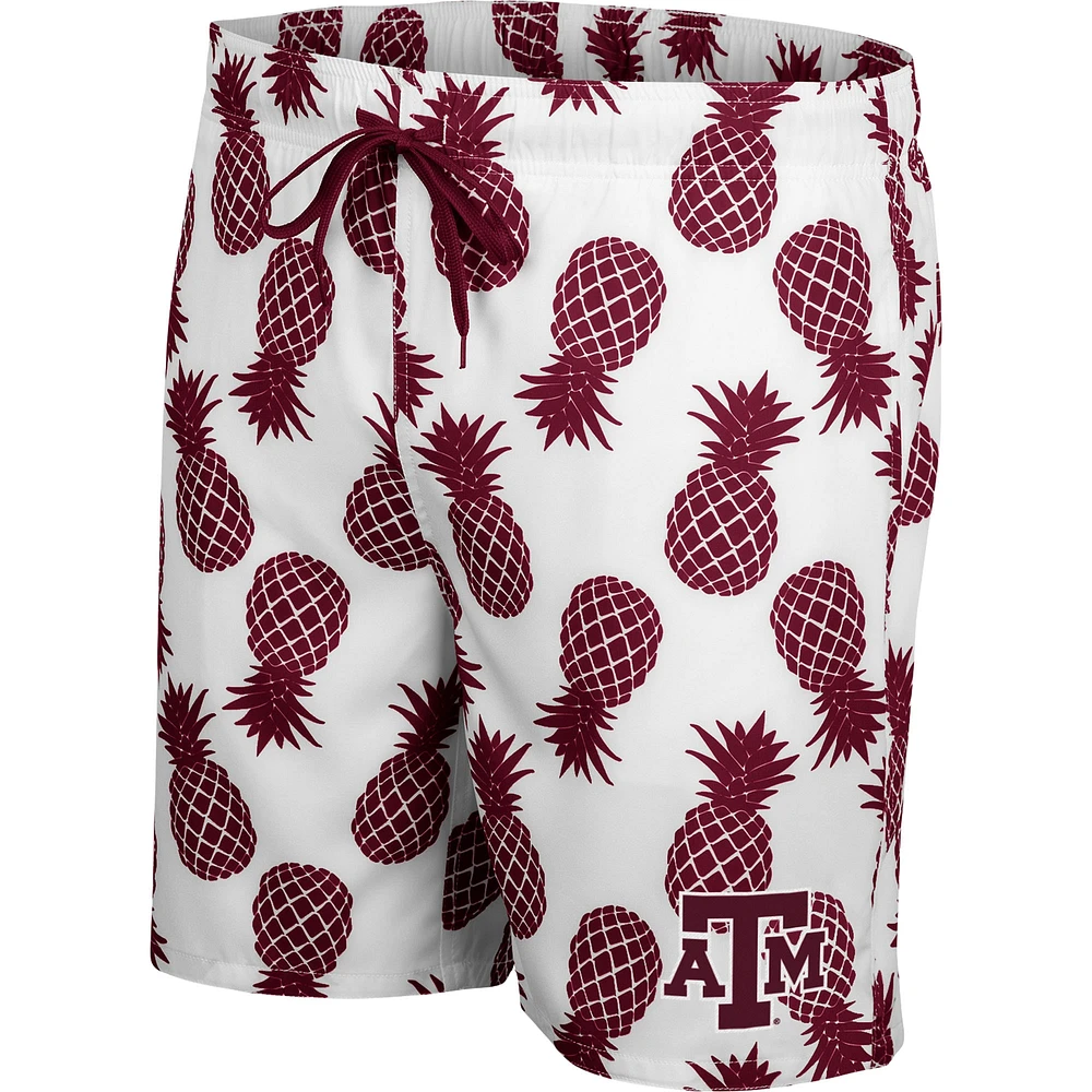 Men's Colosseum White/Maroon Texas A&M Aggies Pineapple Swim Shorts