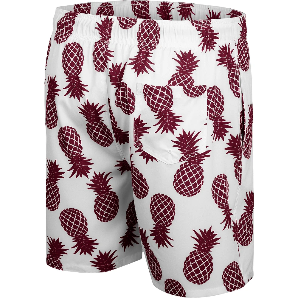 Men's Colosseum White/Maroon Texas A&M Aggies Pineapple Swim Shorts
