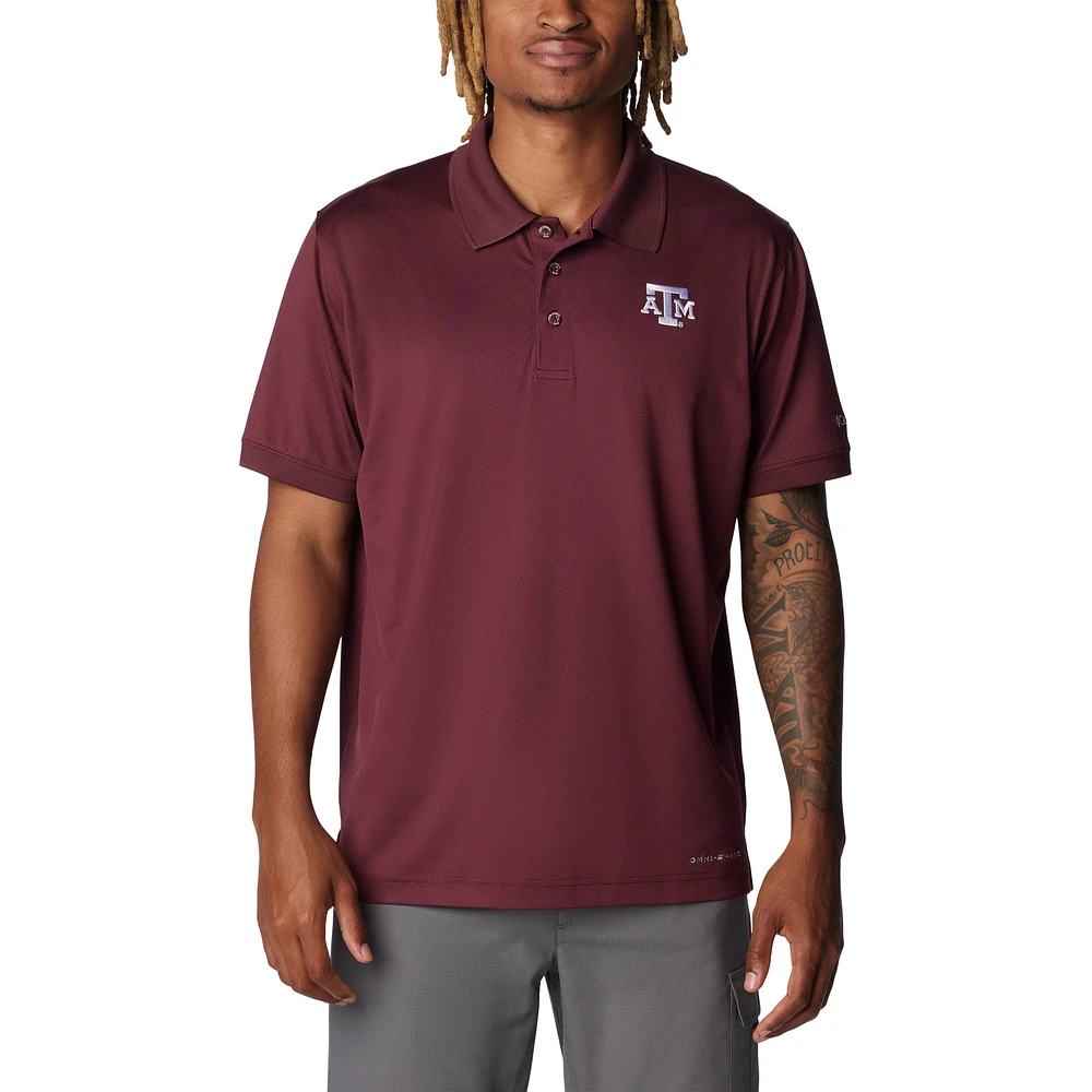 Men's Columbia Maroon Texas A&M Aggies PFG Tamiami Omni-Shade Polo