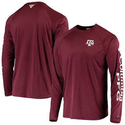 T-shirt à manches longues Columbia Texas A&M Aggies Terminal Tackle Omni-Shade Raglan pour homme