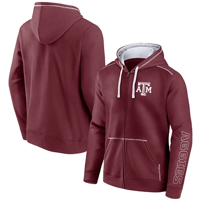 Sweat à capuche zippé en polaire blocs Texas A&M Aggies Maroon Fanatics pour hommes