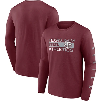 T-shirt à manches longues Fanatics Maroon Texas A&M Aggies Broad Jump 2-Hit pour hommes