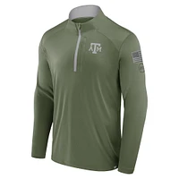 Men's Fanatics Olive Texas A&M Aggies OHT Military Appreciation Defender Quarter-Zip Jacket