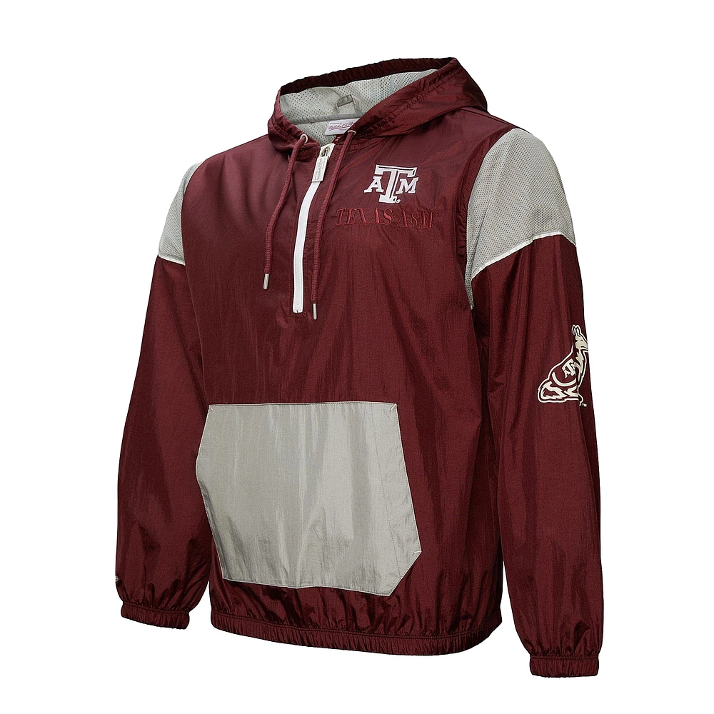 Men's Mitchell & Ness Maroon Texas A&M Aggies Team 3.0 Anorak Half-Zip Hoodie