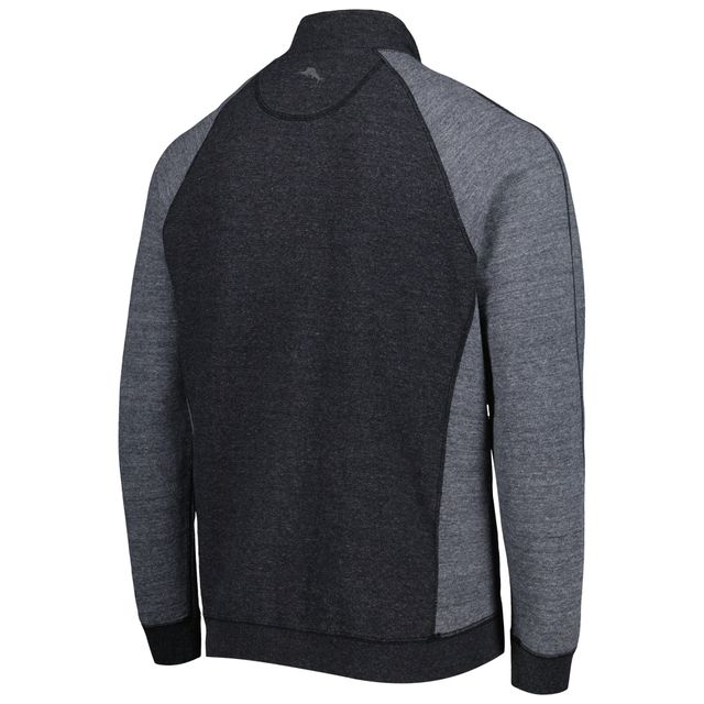 Homme Tommy Bahama Noir Texas A&M Aggies Sport Scrimmage Snap Mock Neck Raglan Button-Up Jacket