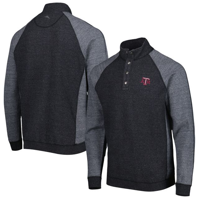 Homme Tommy Bahama Noir Texas A&M Aggies Sport Scrimmage Snap Mock Neck Raglan Button-Up Jacket
