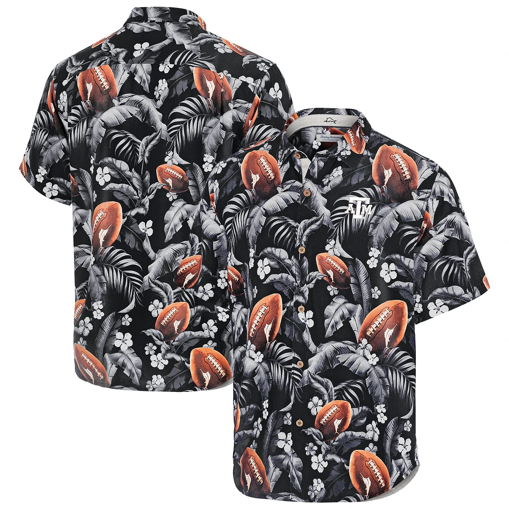 Chemise boutonnée noire Tommy Bahama pour homme Texas A&M Aggies Veracruz Cay First Down Blooms