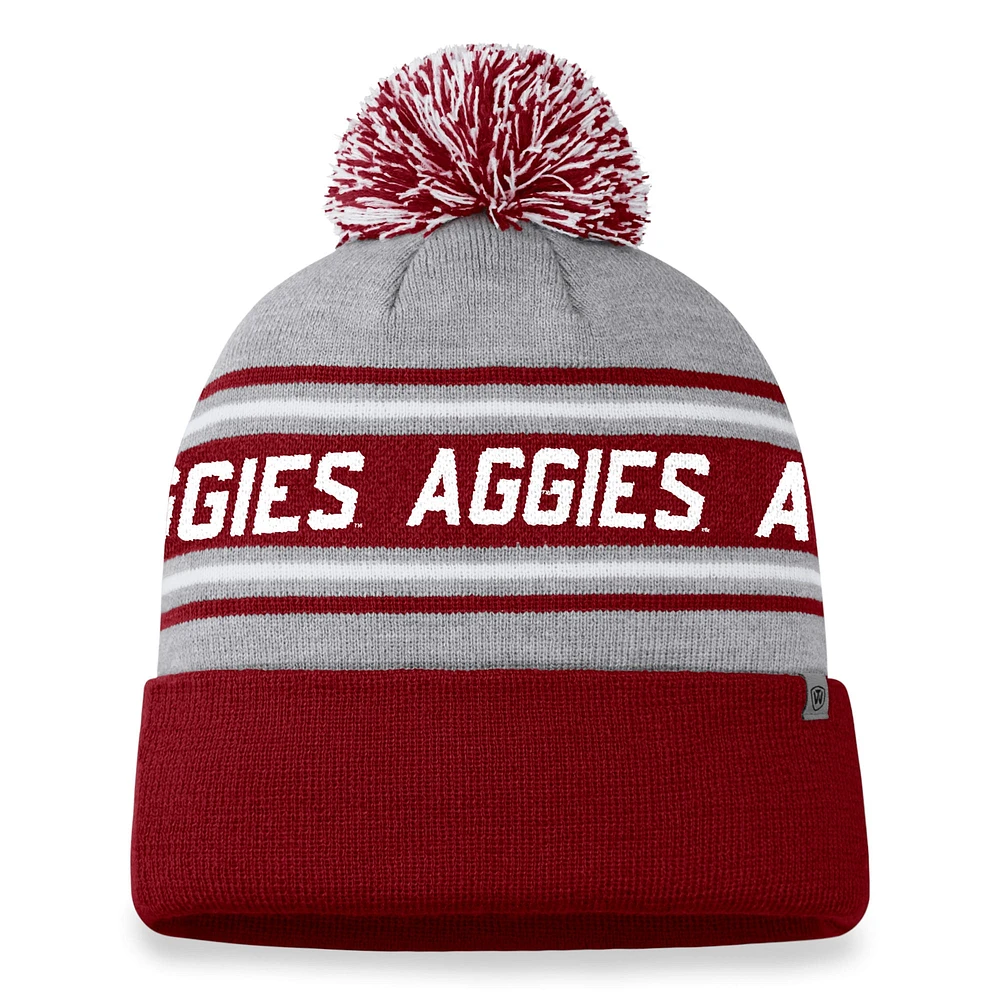 Men's Top of the World Heather Gray Texas A&M Aggies Frigid Cuffed Knit Hat with Pom