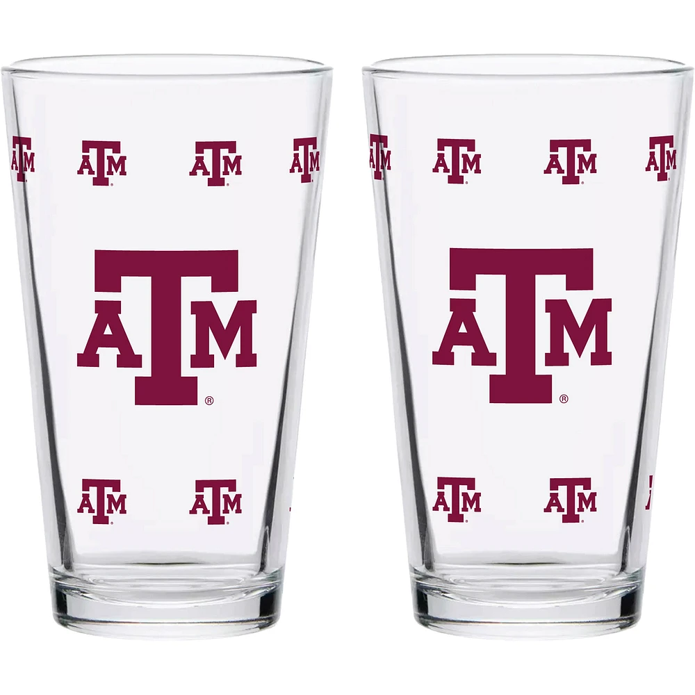 Texas A&M Aggies Two-Pack Knockout 16oz. Pint Glass Set