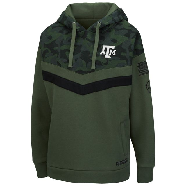 Sweat à capuche Colosseum Olive/Camo Texas A&M Aggies OHT Military Appreciation Extraction Chevron pour femme