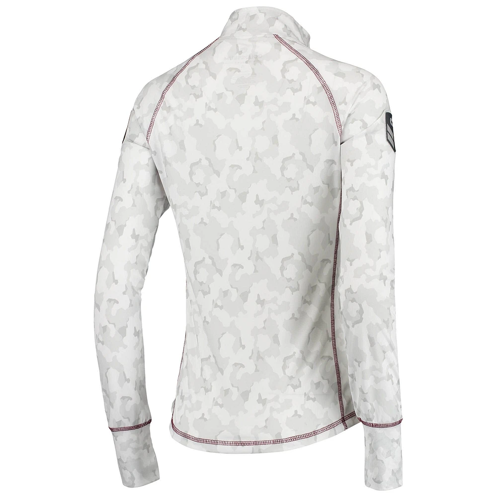 Women's Colosseum White Texas A&M Aggies OHT Military Appreciation Officer Arctic Camo Fitted Lightweight 1/4-Zip Jacket