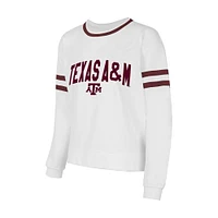 Women's Concepts Sport  White Texas A&M Aggies Borough French Terry Arch Over Long Sleeve T-Shirt