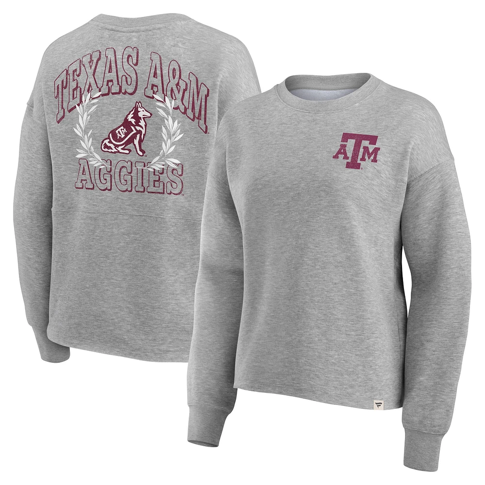 Sweat-shirt à enfiler Fanatics Heather Grey Texas A&M Aggies Ready Play Crew pour femmes