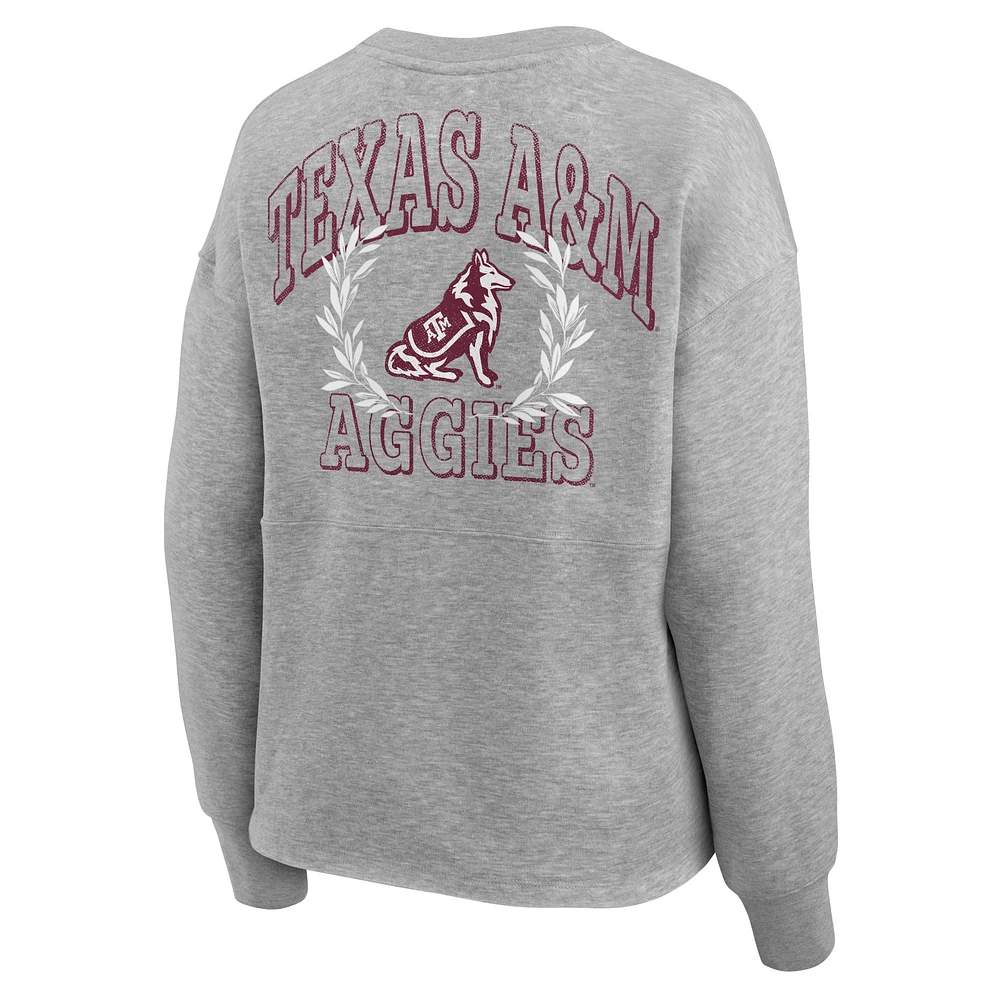 Sweat-shirt à enfiler Fanatics Heather Grey Texas A&M Aggies Ready Play Crew pour femmes