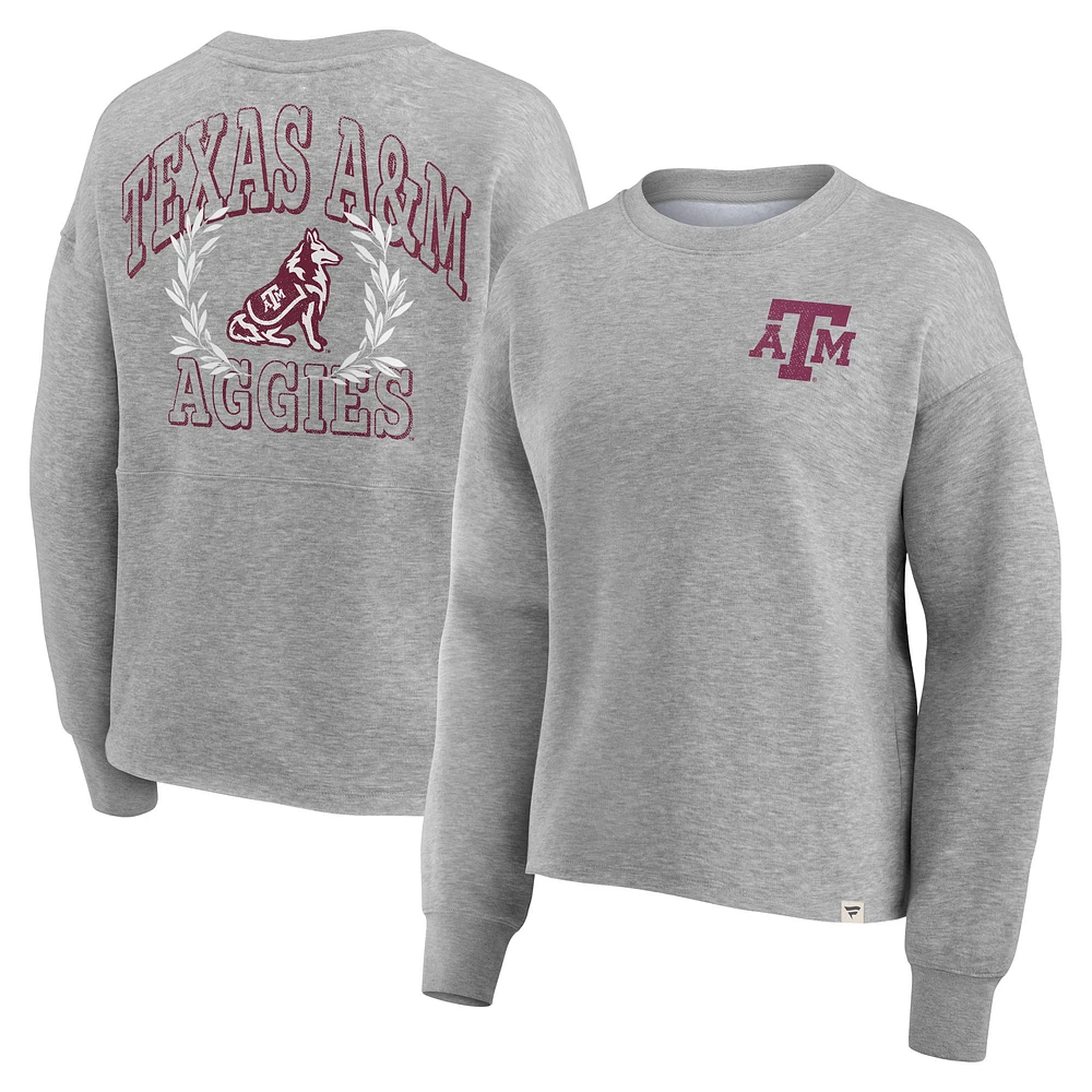 Sweat-shirt à enfiler Fanatics Heather Grey Texas A&M Aggies Ready Play Crew pour femmes