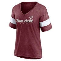 Women's Fanatics  Heather Maroon Texas A&M Aggies True Classics Give It All Fashion Tri-Blend V-Neck T-Shirt