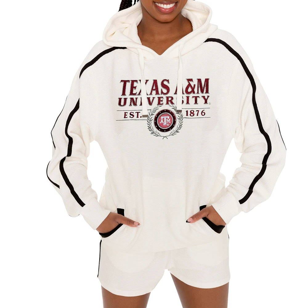 Women's Gameday Couture Cream Texas A&M Aggies Down, Set, Go Pullover Hoodie and Shorts Set