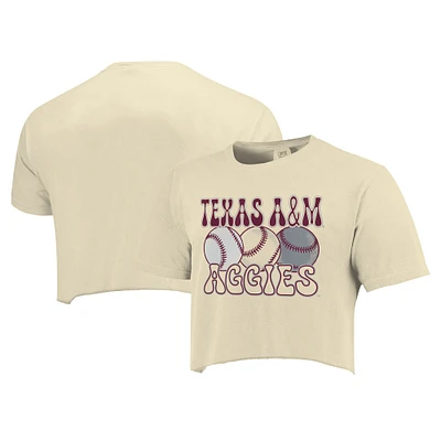 T-shirt court de baseball Natural Texas A&M Aggies Comfort Colors pour femmes