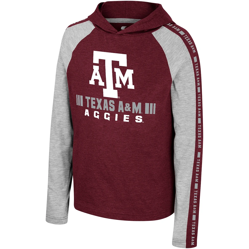 Youth Colosseum Maroon Texas A&M Aggies Ned Raglan Long Sleeve Hooded T-Shirt