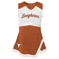 Girls Toddler Burnt Orange/White Texas Longhorns Two-Piece Cheer Captain Jumper Dress & Bloomers Set