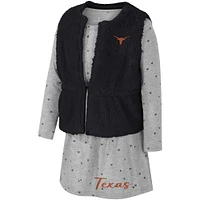 Girls Toddler Colosseum Black Texas Longhorns Meowing Vest & Dress Set