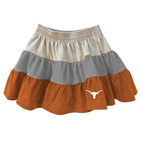 Girls Toddler Wes & Willy Tan Texas Longhorns Tri-Blend Sleeveless Full-Zip Hoodie Tiered Skirt Set