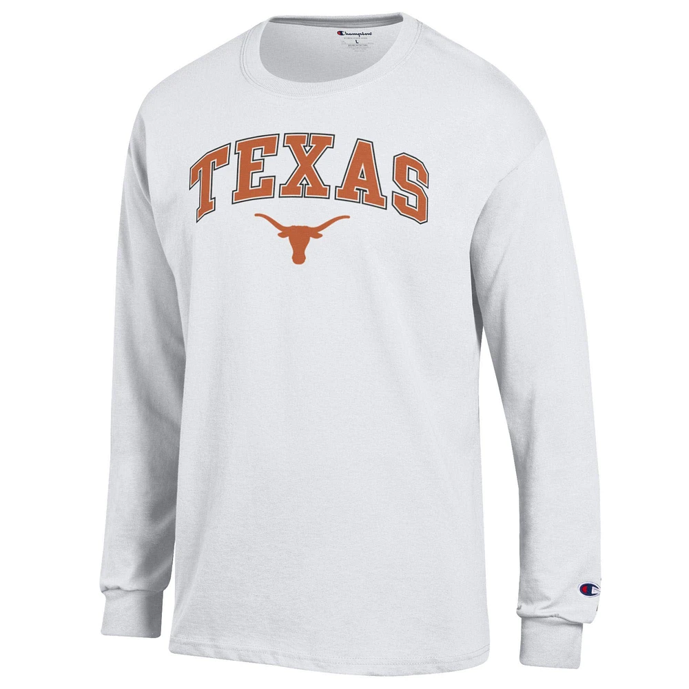 Men's Champion White Texas Longhorns Arch Over Logo Long Sleeve T-Shirt