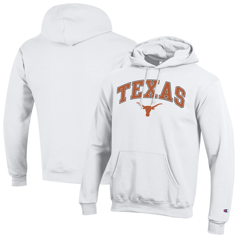 Men's Champion  White Texas Longhorns Arch Over Logo Pullover Hoodie