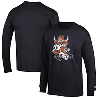 Men's Champion  Black Texas Longhorns Bevo Long Sleeve T-Shirt