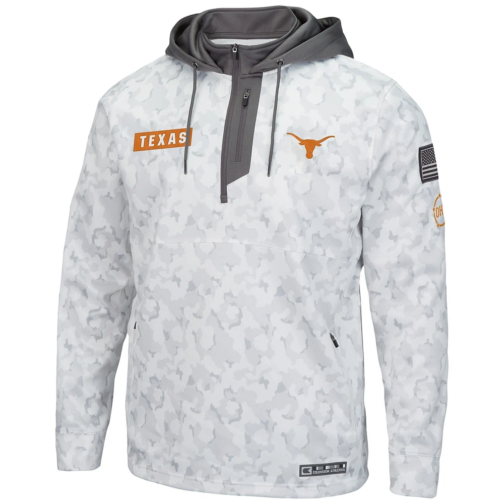 Men's Colosseum Arctic Camo Texas Longhorns OHT Military Appreciation Quarter-Zip Hoodie