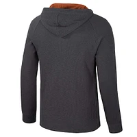 T-shirt à capuche manches longues Henley pour homme Colosseum Charcoal Texas Longhorns Dujour Ralgan