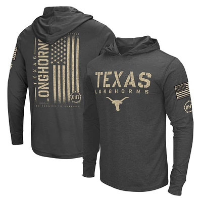 Colosseum Charcoal Texas Longhorns Team OHT Military Appreciation Hoodie T-shirt à manches longues pour homme