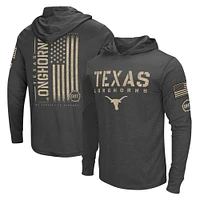 Men's Colosseum Heather Black Texas Longhorns Team OHT Military Appreciation Long Sleeve Hoodie T-Shirt