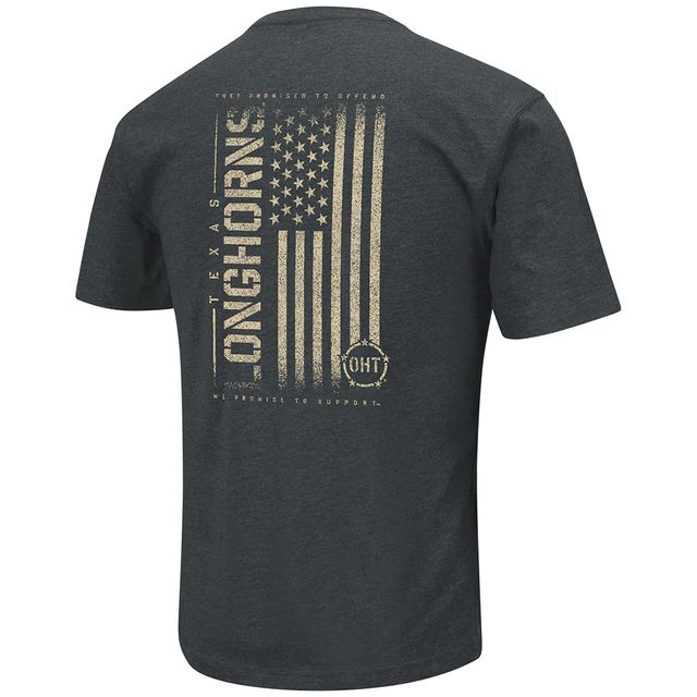 T-shirt Colosseum Heathered Black Texas Longhorns OHT pour hommes, drapeau d'appréciation militaire 2.0