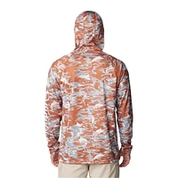 Men's Columbia Burnt Orange Texas Longhorns PFG Terminal Tackle Omni-Shade Rippled Long Sleeve Hooded T-Shirt