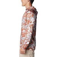 Men's Columbia Burnt Orange Texas Longhorns PFG Terminal Tackle Omni-Shade Rippled Long Sleeve Hooded T-Shirt