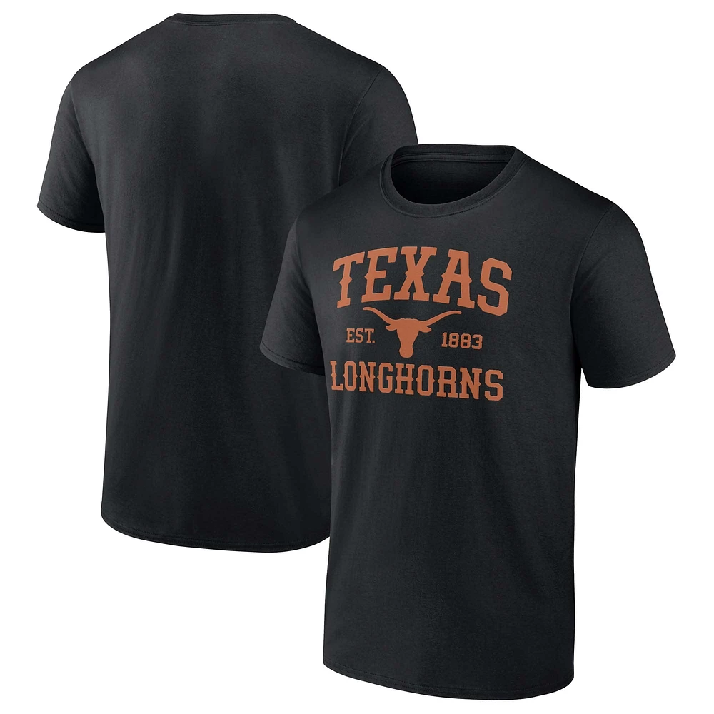 Men's Fanatics  Black Texas Longhorns Name & Logo T-Shirt