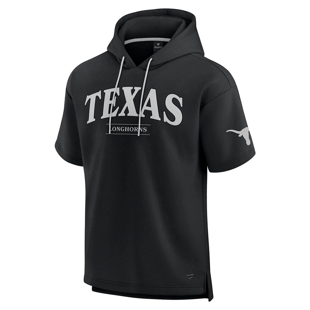 Men's Fanatics Black Texas Longhorns Ready Short Sleeve Pullover Hoodie