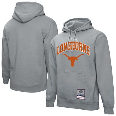 Sweat à capuche classique Mitchell & Ness gris chiné Texas Longhorns pour homme