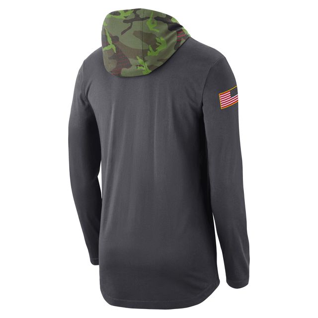 T-shirt à capuche manches longues Nike Texas Longhorns Military pour homme, anthracite