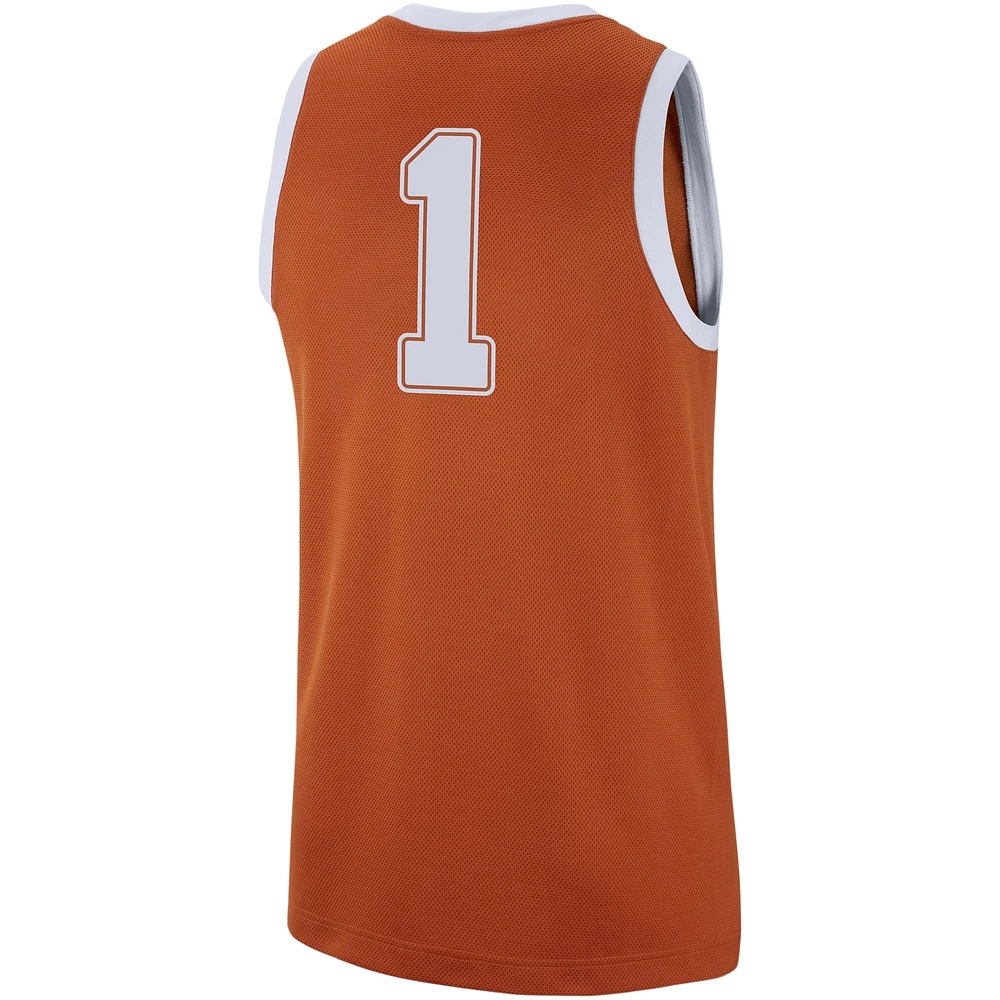 Men's Nike #1 Burnt Orange Texas Longhorns Replica Jersey