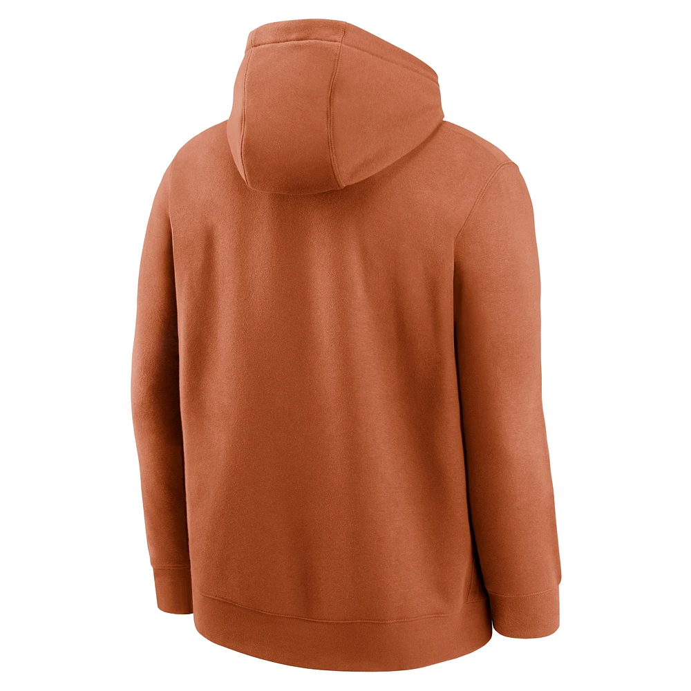 Men's Nike Texas Orange Longhorns Primetime Alternate Logo Club Fleece Pullover Hoodie