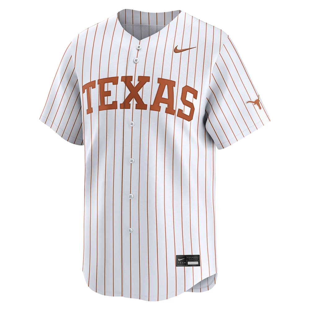 Men's Nike White Pinstripe Texas Longhorns College Limited Baseball Jersey