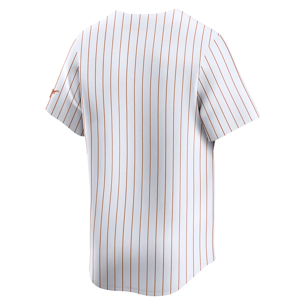 Men's Nike White Pinstripe Texas Longhorns College Limited Baseball Jersey