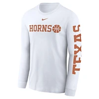 Men's Nike  White Texas Longhorns Basketball Icon Two-Hit Long Sleeve T-Shirt