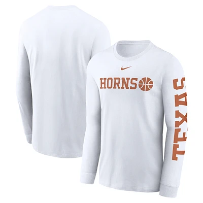 Men's Nike  White Texas Longhorns Basketball Icon Two-Hit Long Sleeve T-Shirt