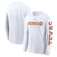 Men's Nike  White Texas Longhorns Basketball Icon Two-Hit Long Sleeve T-Shirt