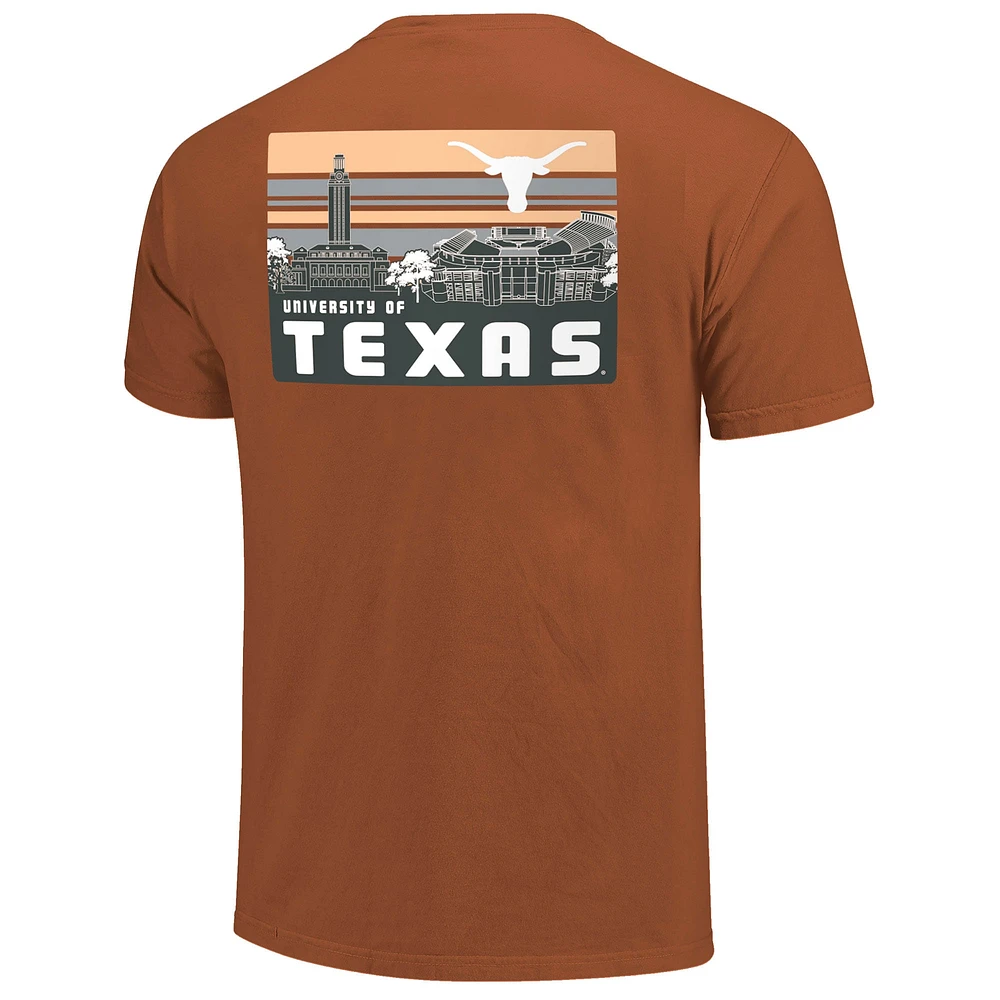 Men's Texas Orange Longhorns Striped Campus Skyline T-Shirt