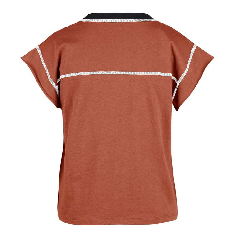 Women's '47 Texas Orange Longhorns Sound Up Maya Cutoff T-Shirt